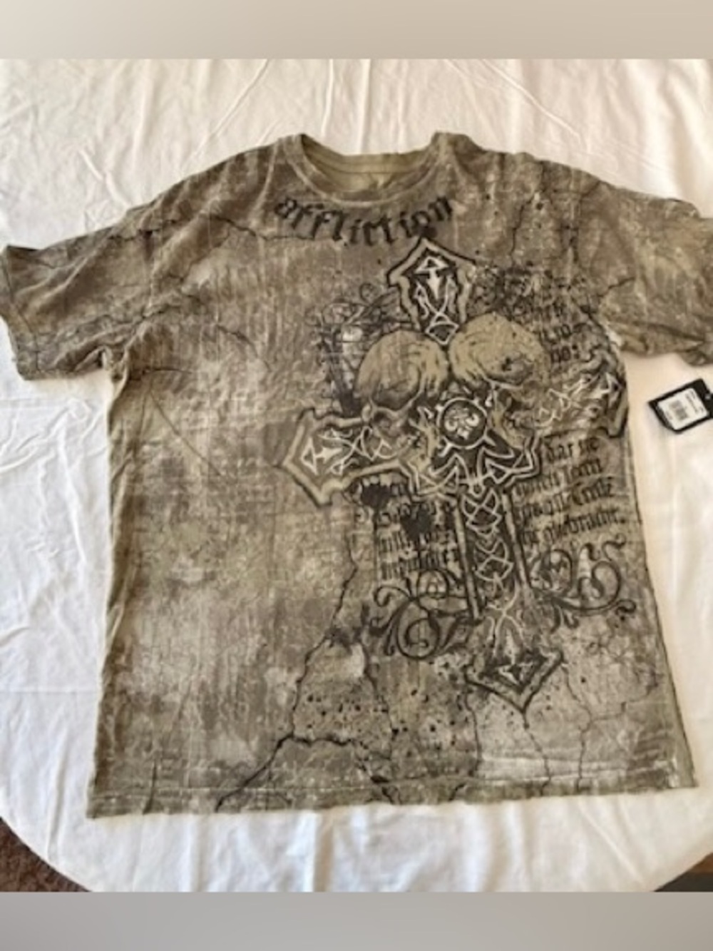 NWT Affliction Live Fast Mens 4XL Graphic T-Shirt Skull Cross Wash